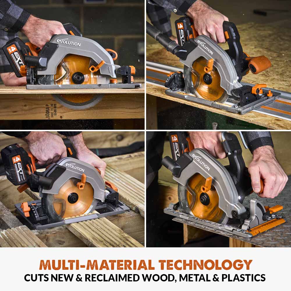 Evolution Cordless R185CCSX-Li 7-1/4 Track Compatible Circular Saw Brushless 20V Li-Ion EXT Inc Multi-Material Blade - Image 5