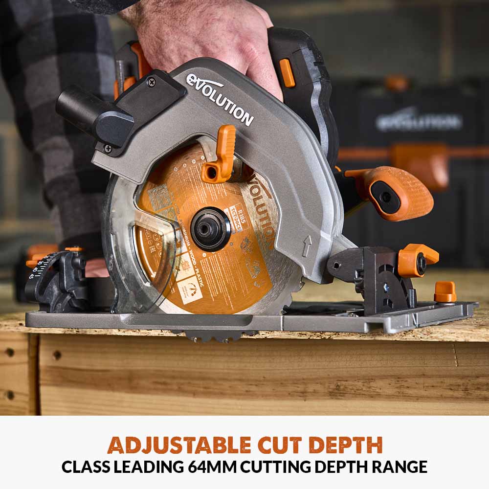 Evolution Cordless R185CCSX-Li 7-1/4 Track Compatible Circular Saw Brushless 20V Li-Ion EXT Inc Multi-Material Blade - Image 6