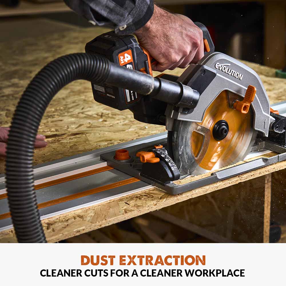 Evolution Cordless R185CCSX-Li 7-1/4 Track Compatible Circular Saw Brushless 20V Li-Ion EXT Inc Multi-Material Blade - Image 7