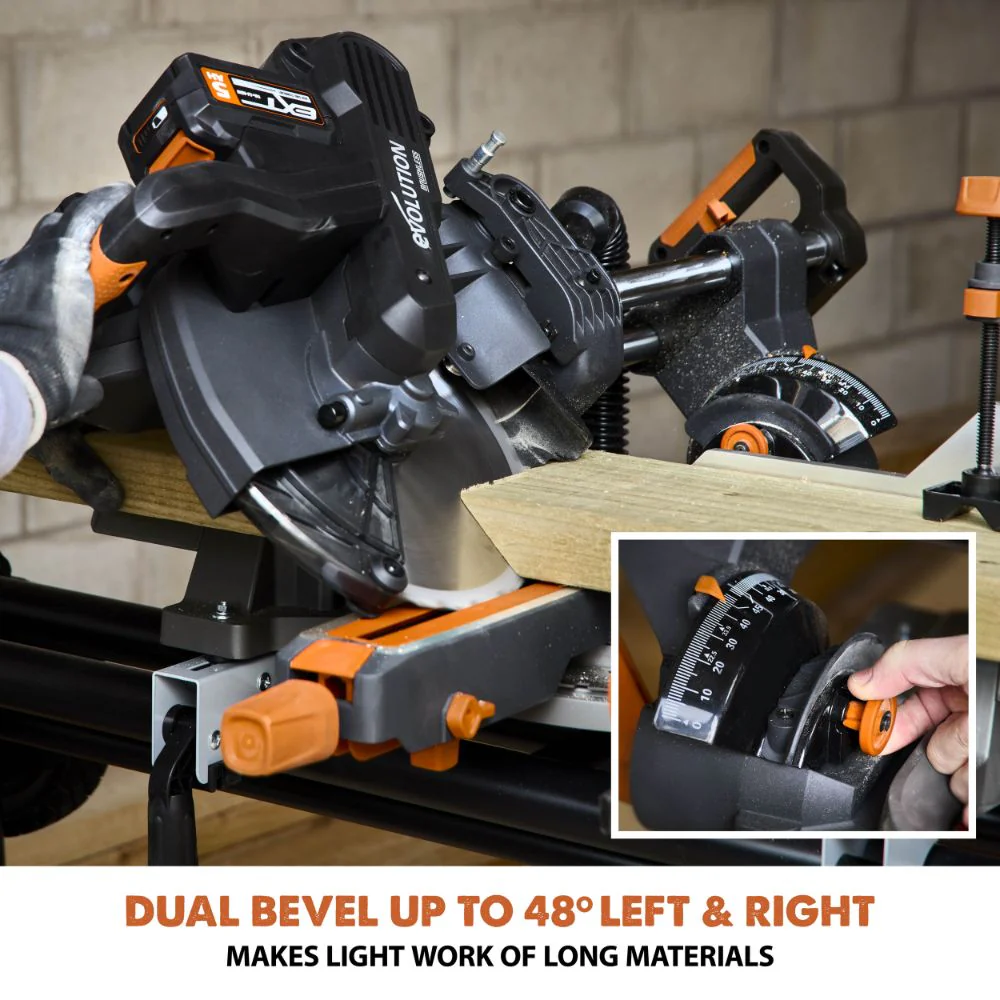 Evolution Cordless R255SMS-DB-Li: Dual Bevel Sliding Miter Saw With 10 in. Multi-Material Blade - Image 11