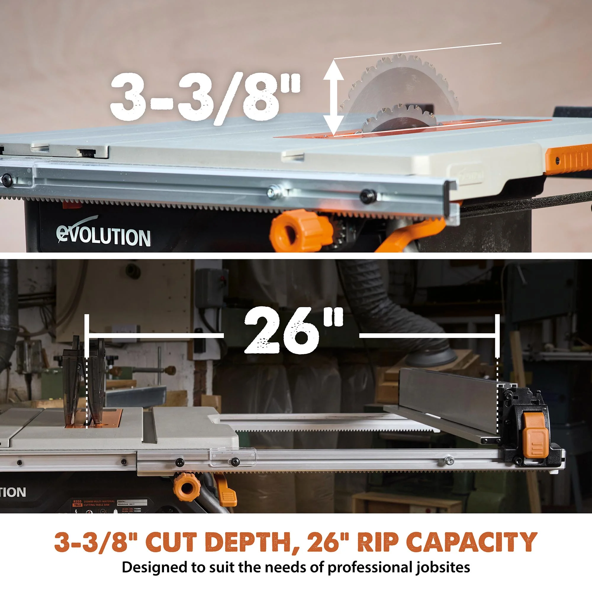 Evolution R10TS Portable Jobsite Wood Cutting Table Saw | 10 in. Multi-Material Cutting Blade - Image 9