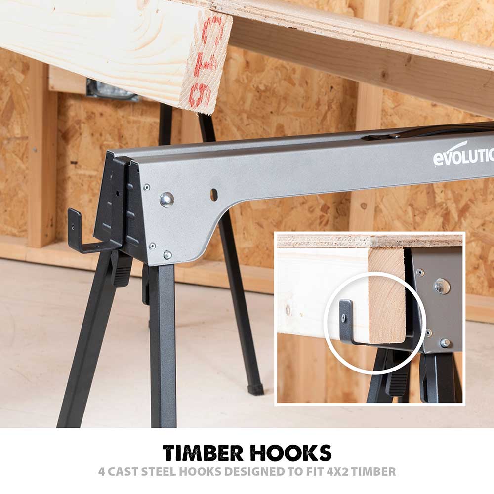 Evolution Folding Metal Saw Horse / Trestle Work Stand Twin-Pack - Image 5