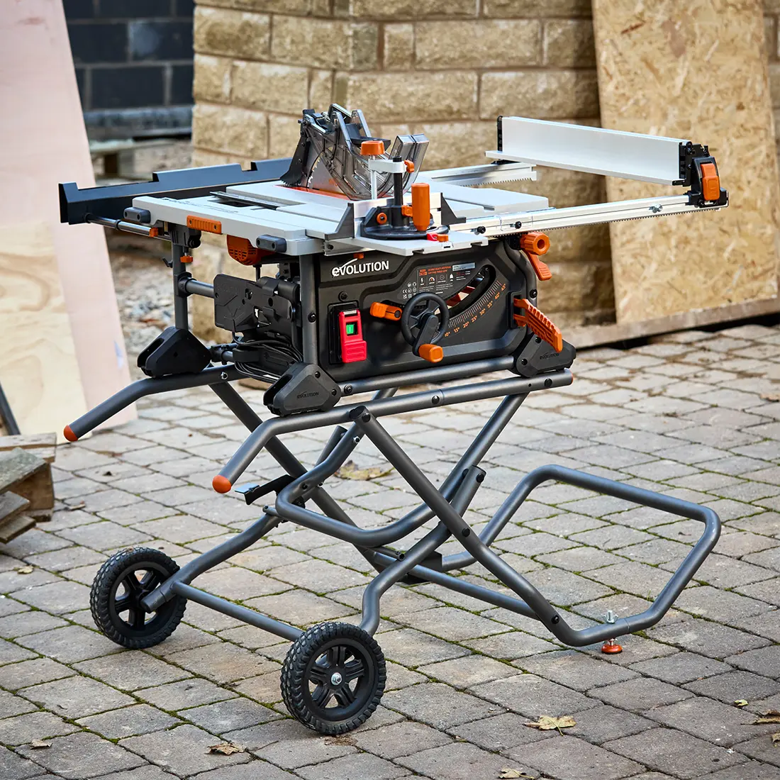 Evolution R10TBLX Portable Jobsite Wood Cutting Table Saw with Wheeled Scissor Stand | 10 in. Multi-Material Cutting Blade - Image 12
