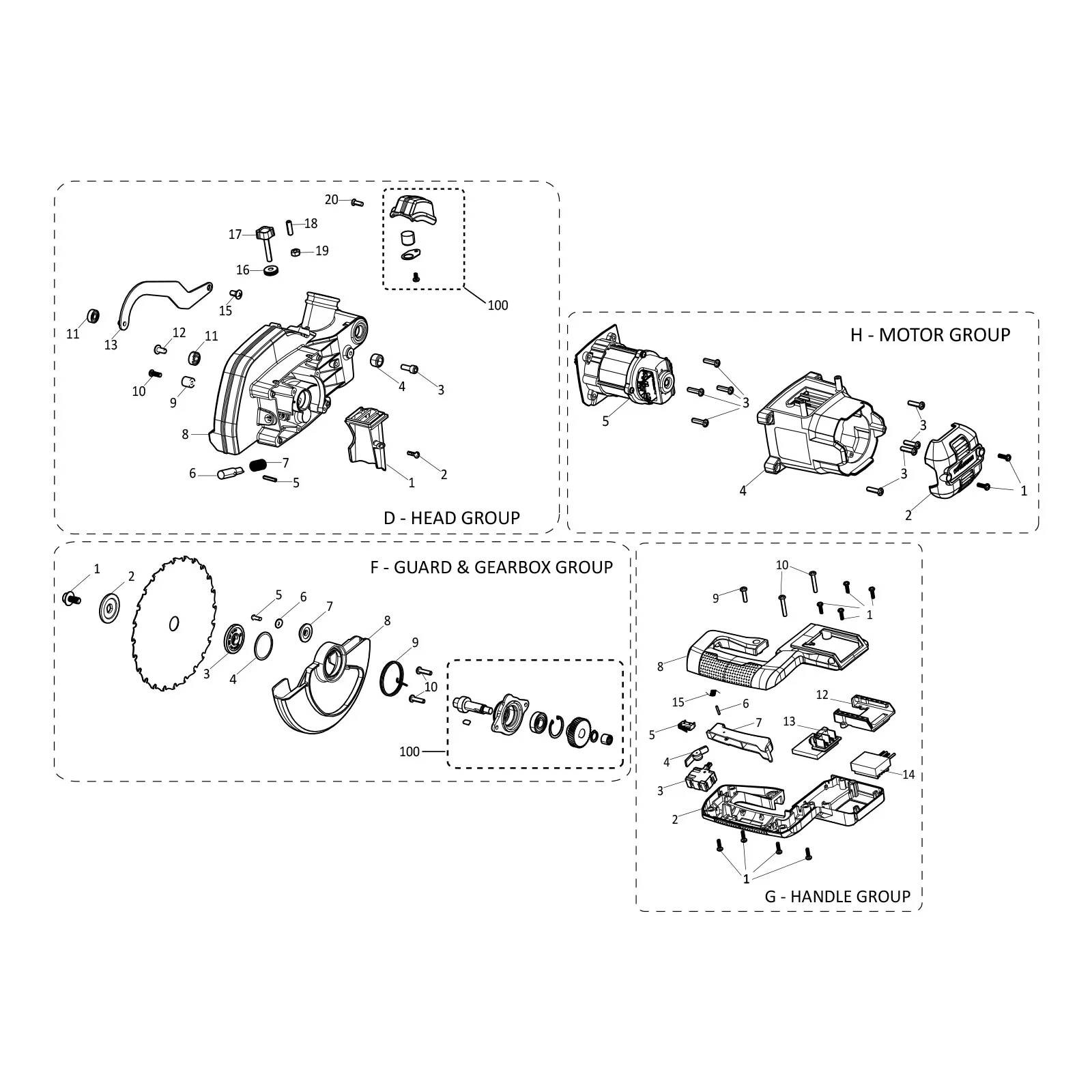 Evolution R185SMS-Li Sliding Miter Saw Spare Parts (Base Section) - Image 2