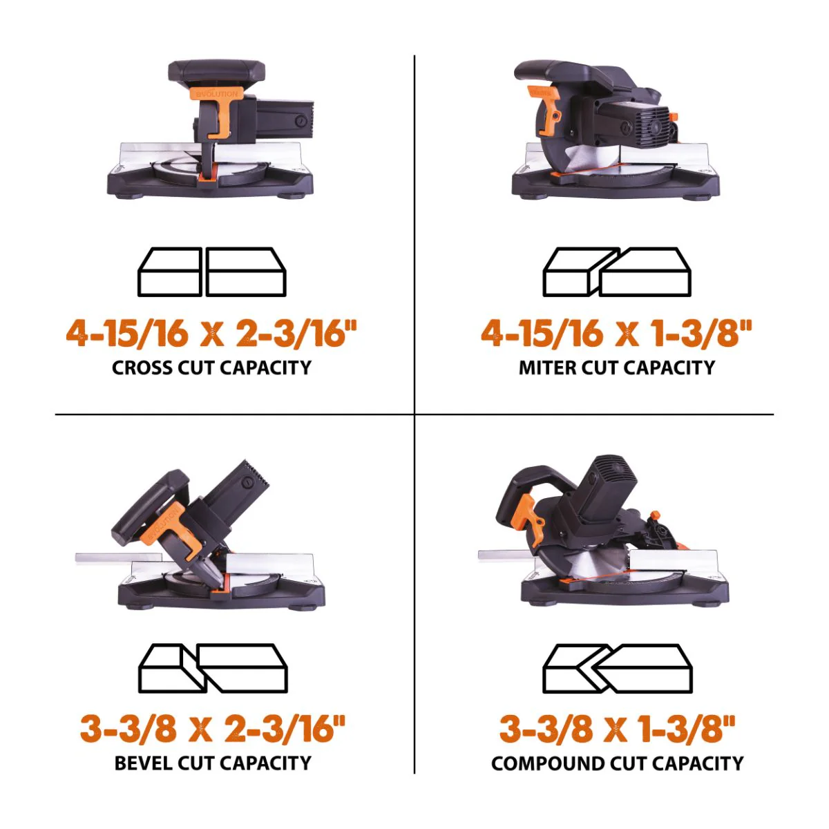 Evolution R210CMS: Compound Miter Saw With 8-1/4 in. Multi-Material Cutting Blade - Image 11