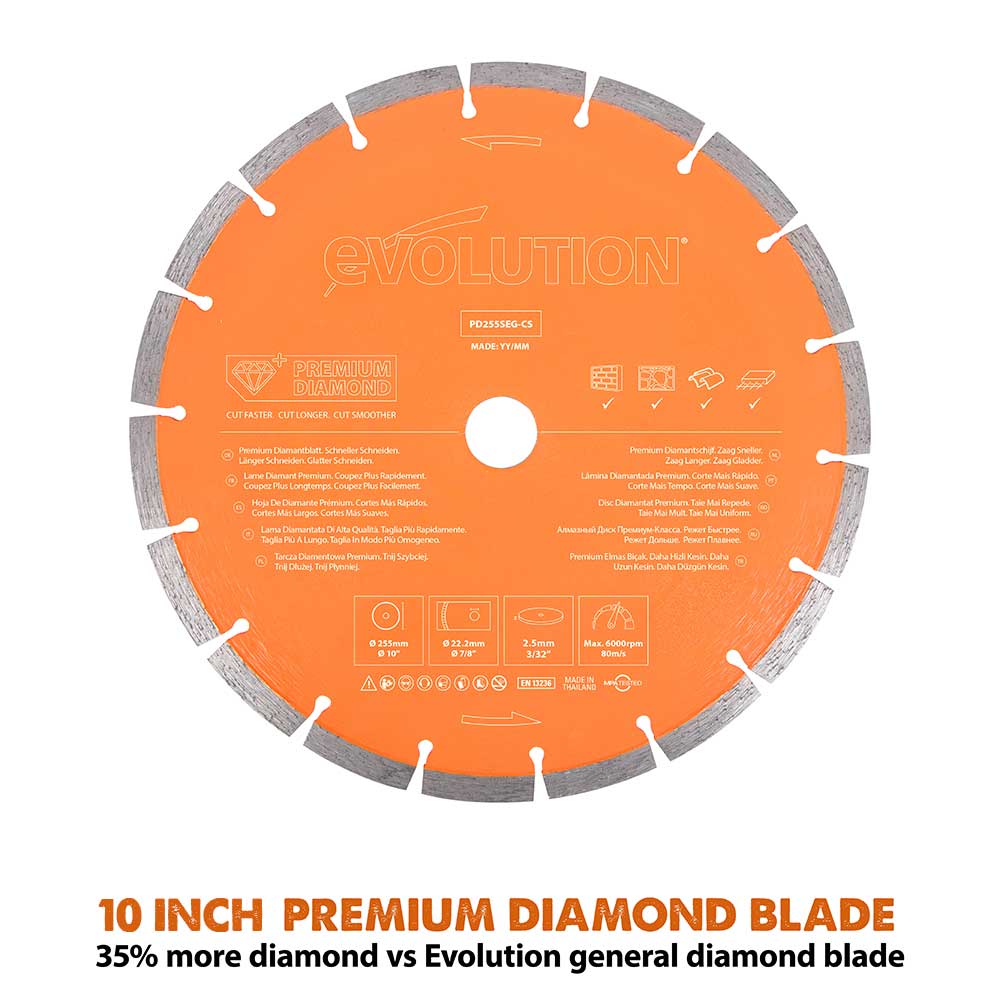 Evolution R255DCT | 10 in. | Electric Concrete Saw | Premium Diamond Blade Included - Image 7