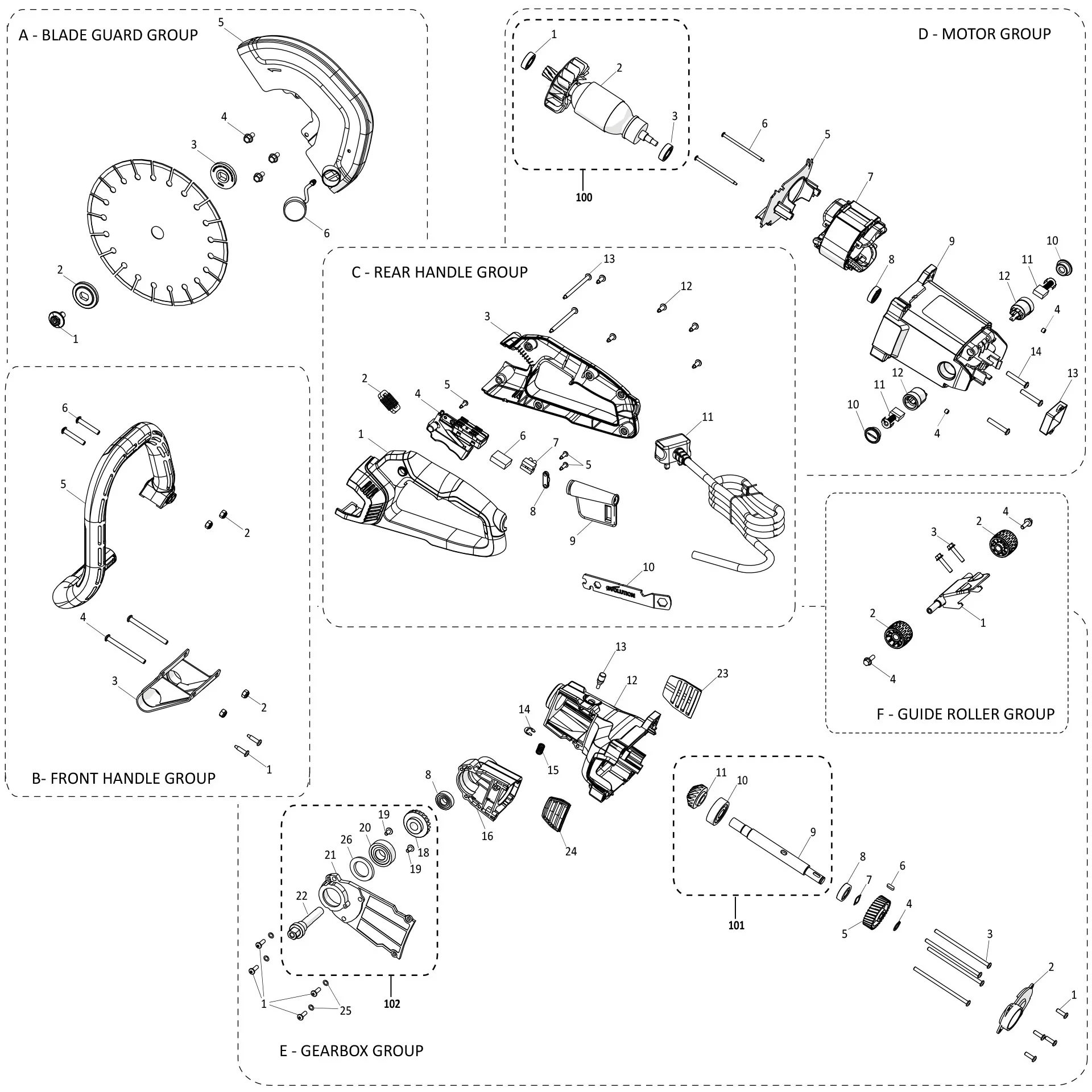 Evolution R255DCT 10 In. Concrete Saw Spare Parts - Image 2