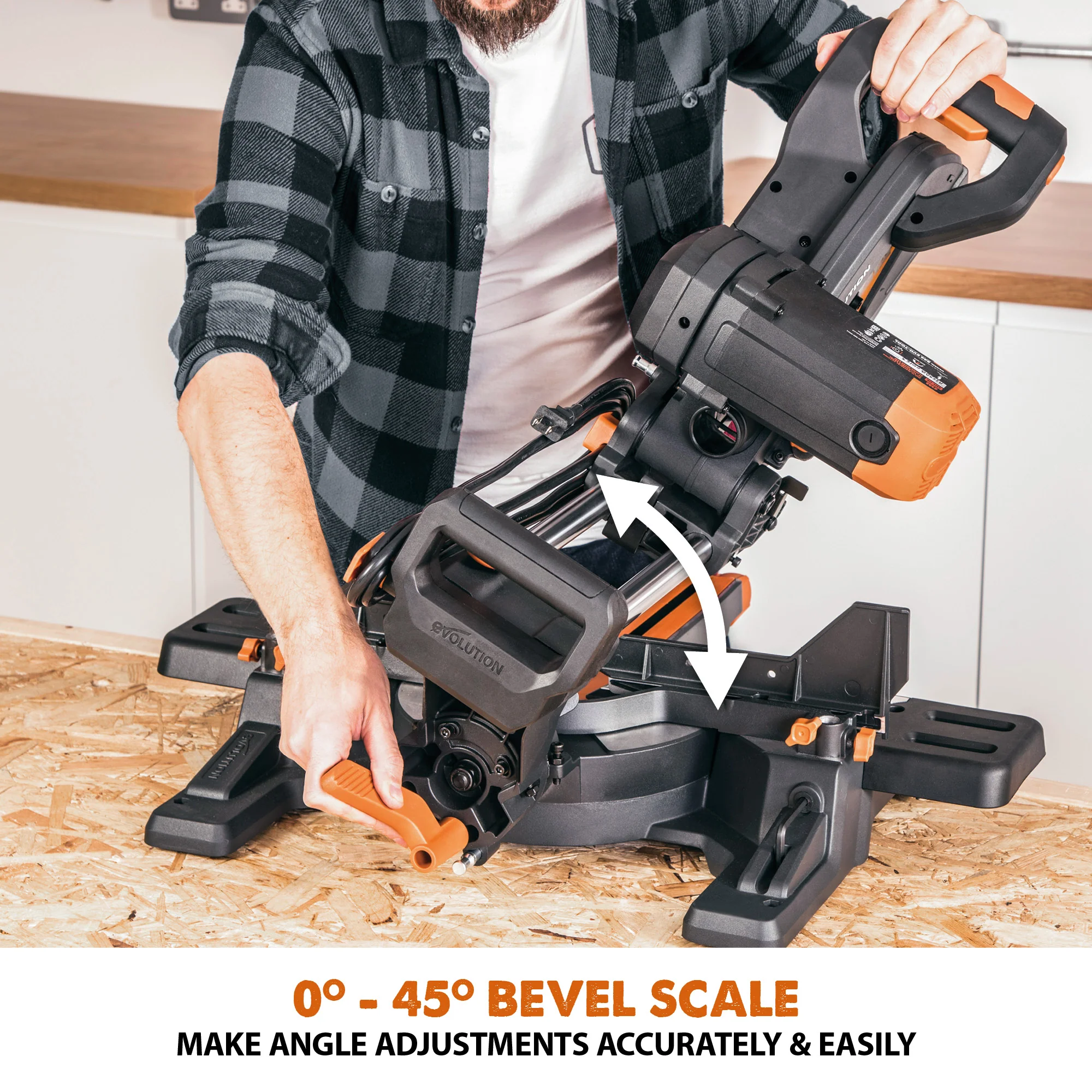 Evolution R255SMS-DB+: Dual Bevel Sliding Miter Saw With 10 in. Multi-Material Cutting Blade - Image 10