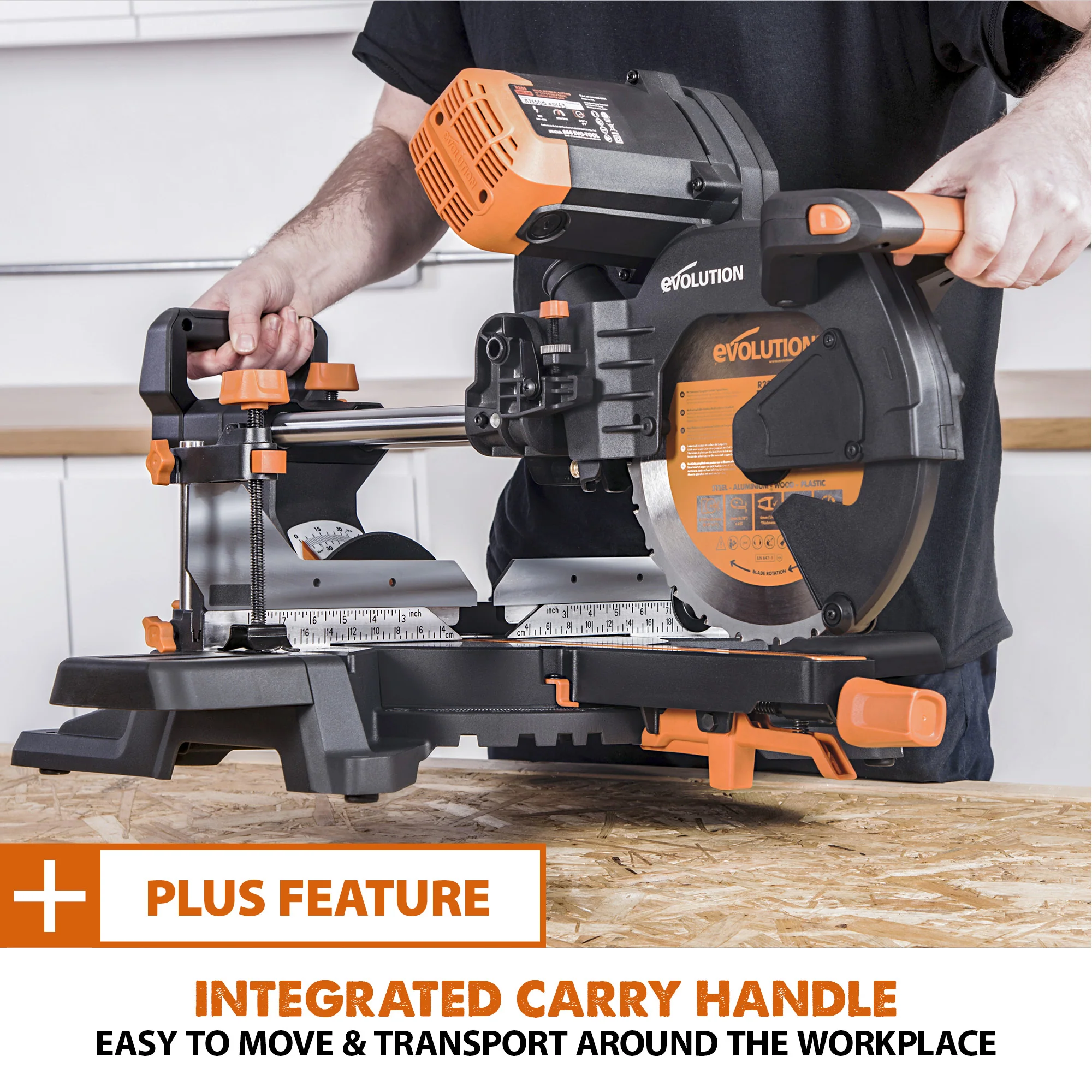 Evolution R255SMS-DB+: Dual Bevel Sliding Miter Saw With 10 in. Multi-Material Cutting Blade - Image 18