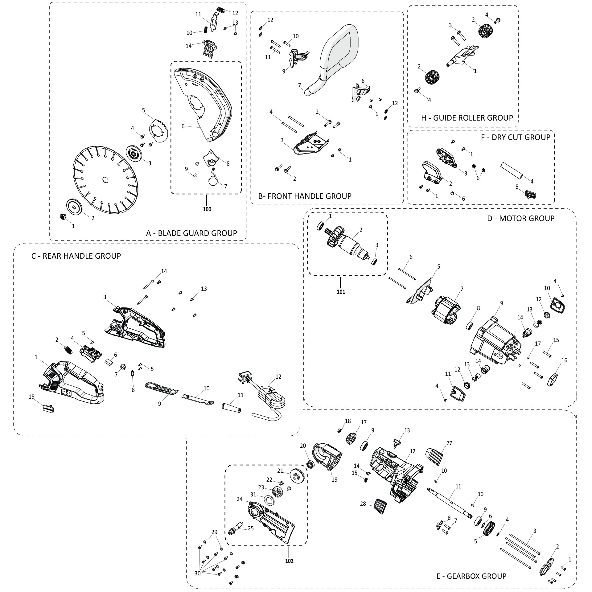 Evolution R300DCT 12 In. Concrete Saw Spare Parts - Image 2
