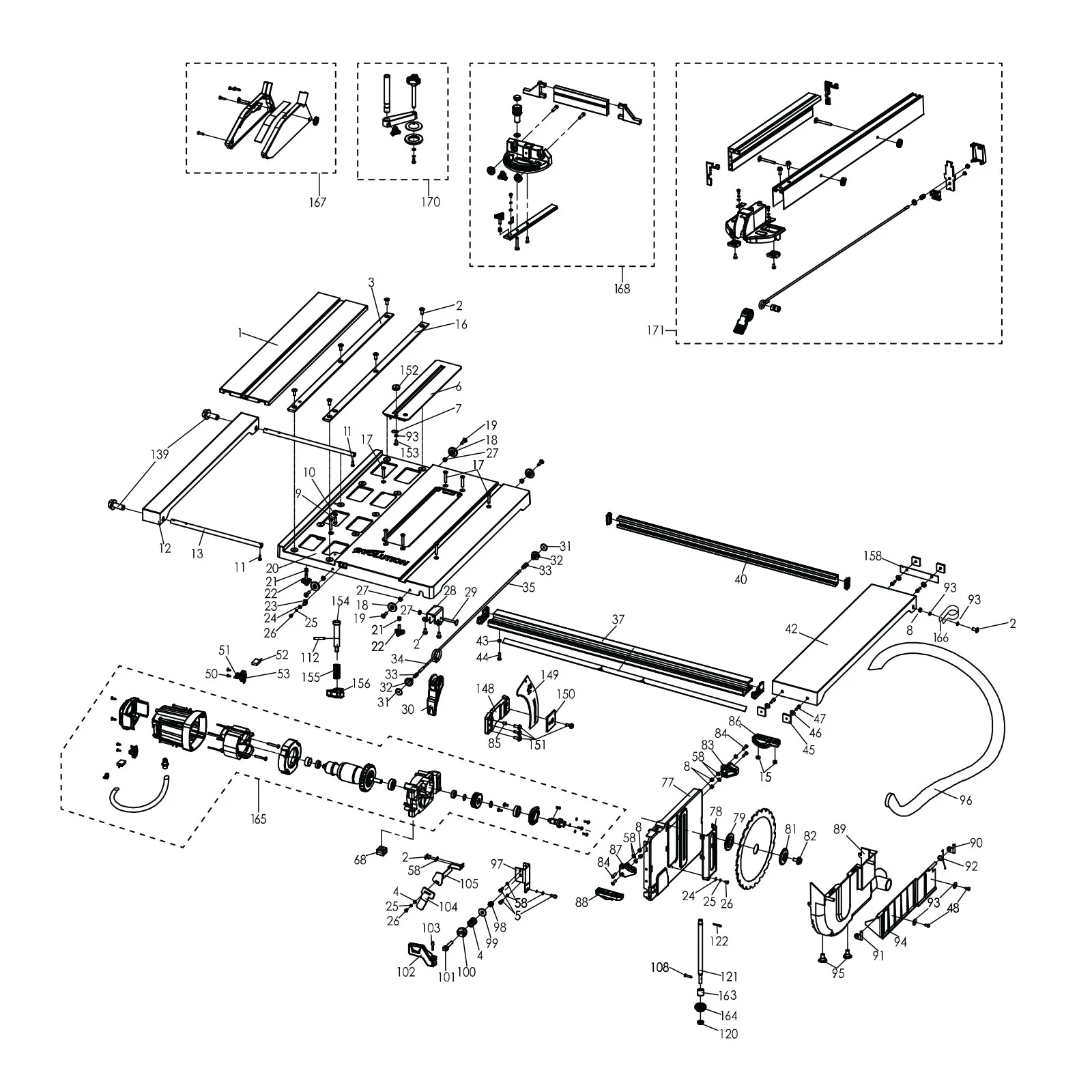 Evolution RAGE5-S Table Saw Spare Parts (Table and Motor Sections) - Image 2