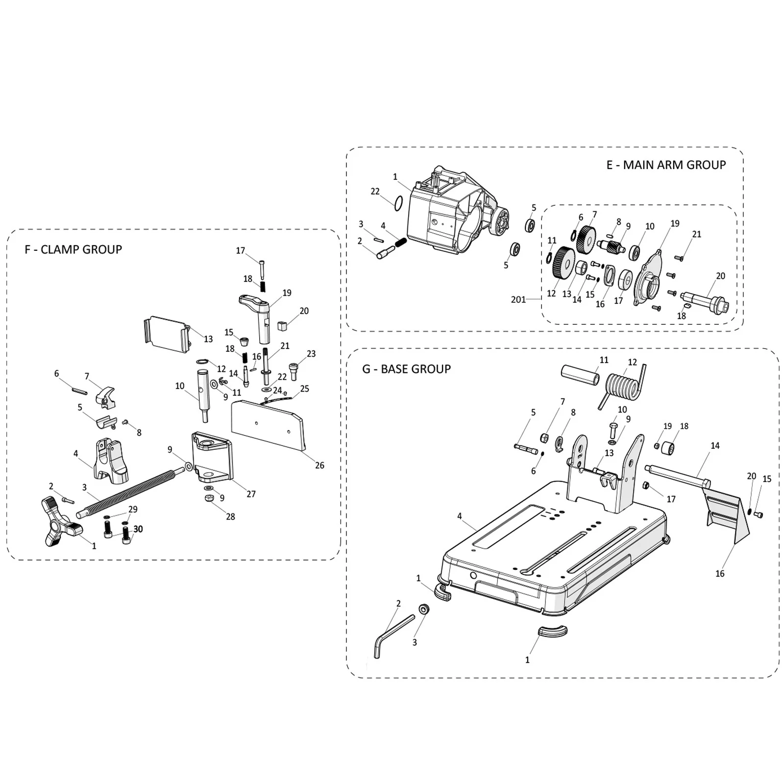 Evolution S14CPS Chop Saw Spare Parts (Base Section) - Image 2