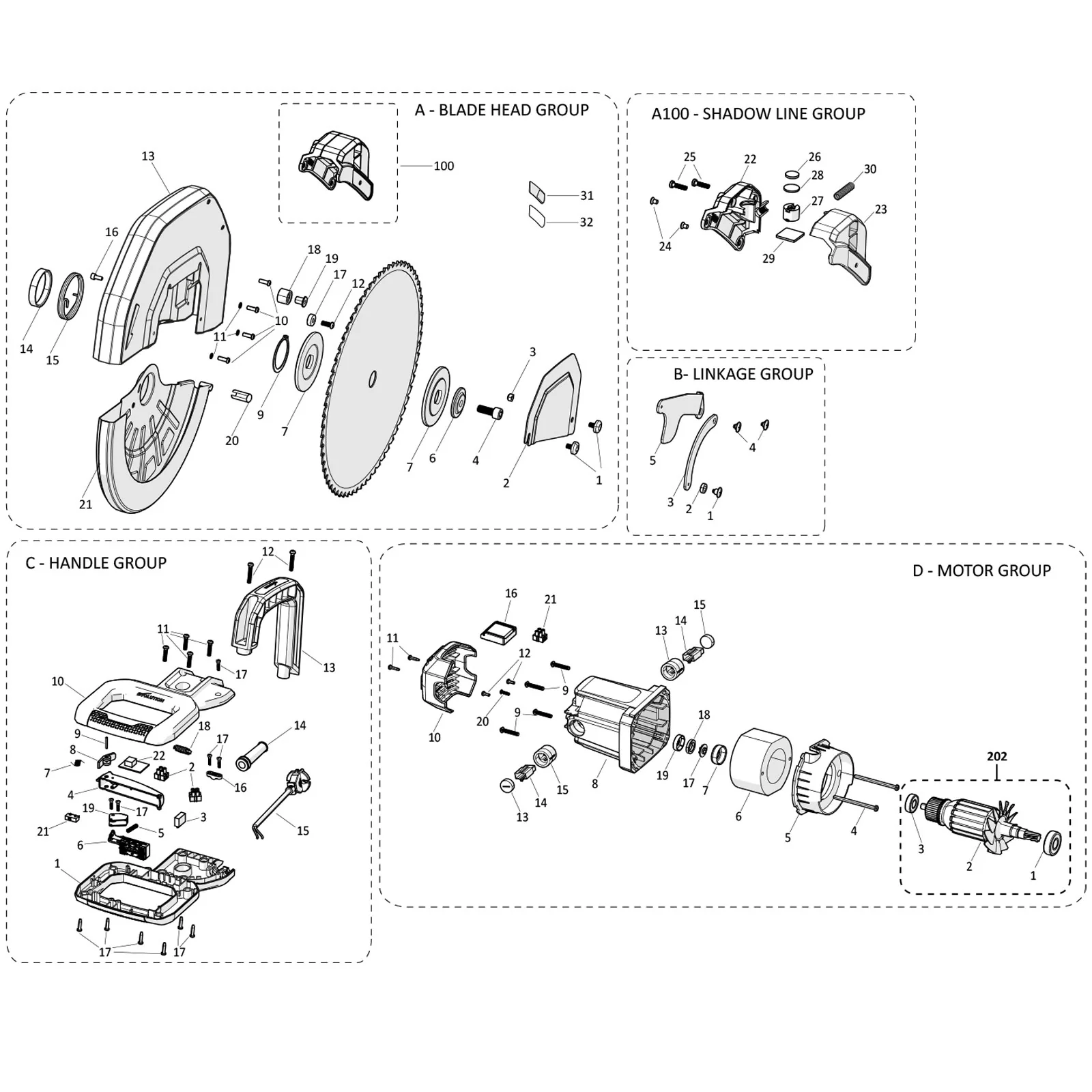 Evolution S14CPS Chop Saw Spare Parts (Head Section) - Image 2