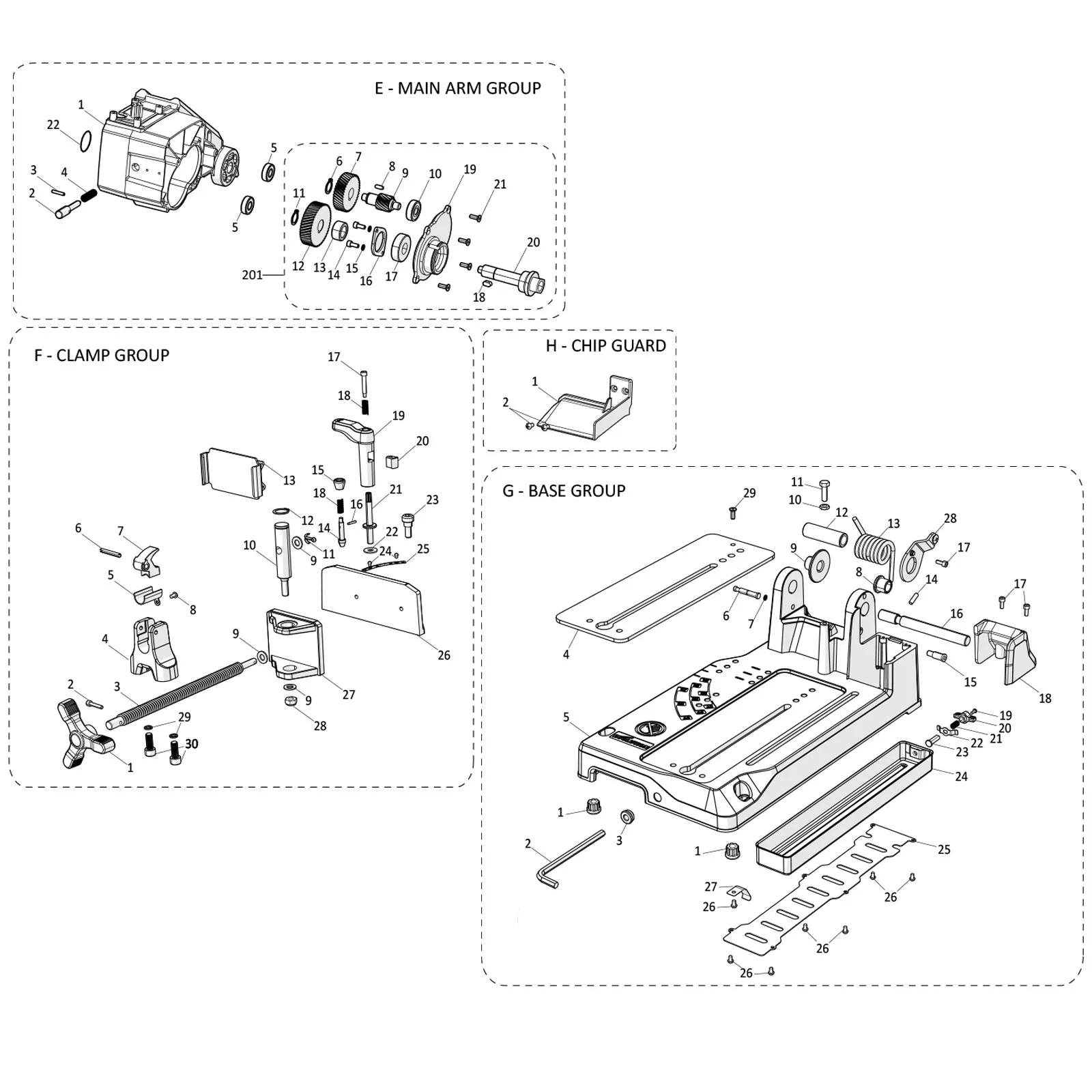 Evolution S15CPS Chop Saw Spare Parts (Base Section) - Image 2
