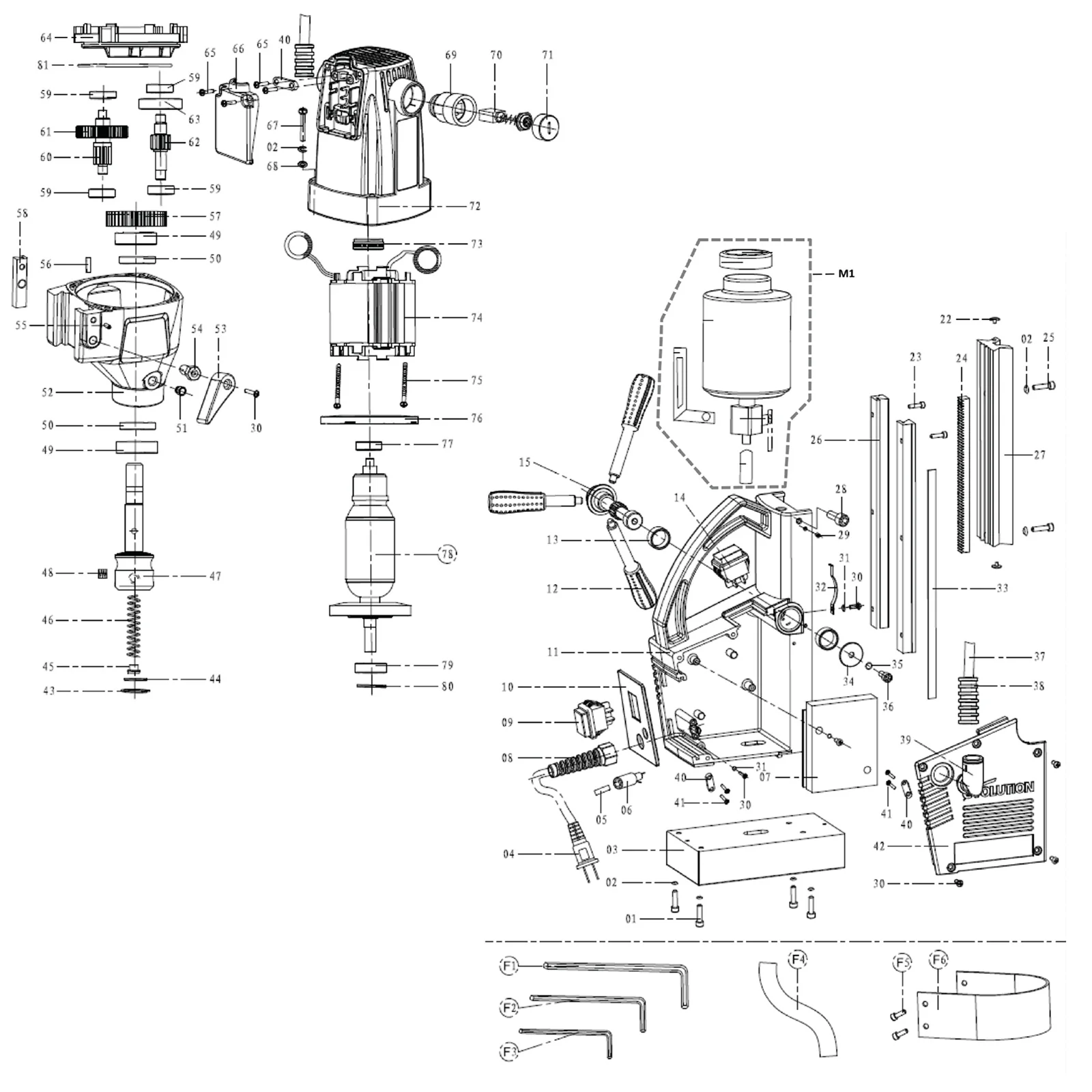 Evolution S28MAG Magnetic Drill Spare Parts - Image 2