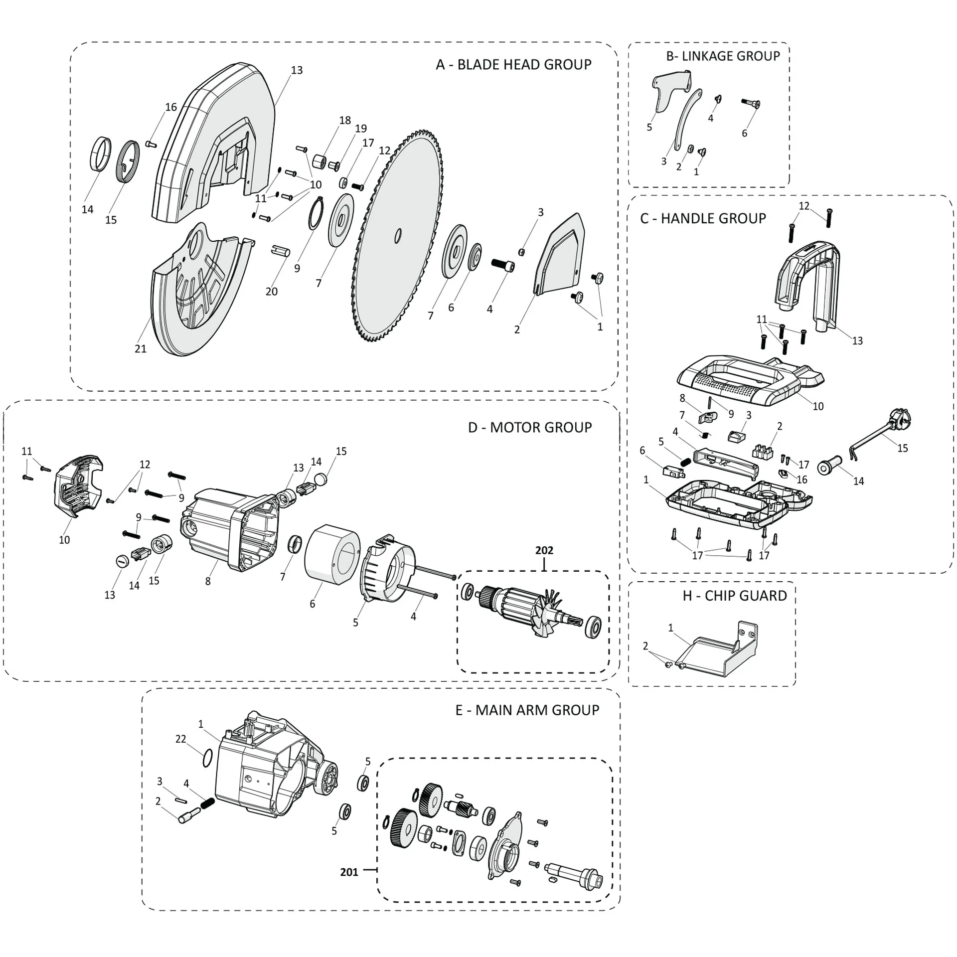 Evolution S355CPS Chop Saw Spare Parts (Head) - Image 2